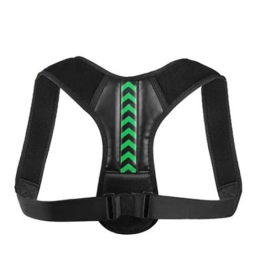 Women Men Univeral Adjustable Back Posture Corrector Shoulder Straightener Brace Neck Pain Relief (Color: Black & Green, Chest Circumference: 47-59 inch)